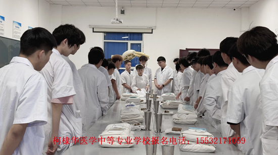 石家庄柯棣华医学中等专业学校学生上实训课