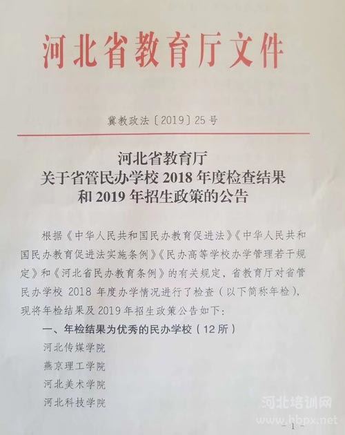 省管民办学校2018年度检查结果优秀学校名单1