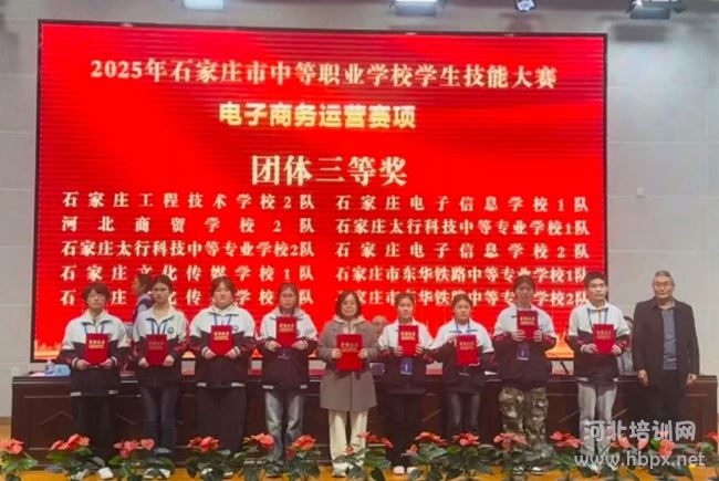 2025石家庄市级技能大赛电子商务赛项东华铁路学校获奖学生合影