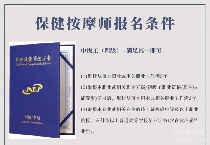 保健按摩师等级证书中级证书