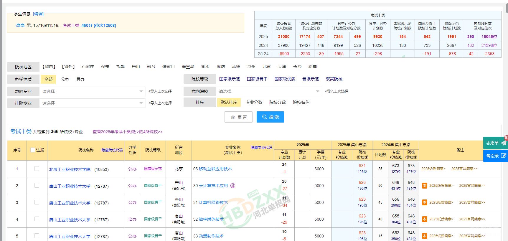 河北单招规划师系统页面
