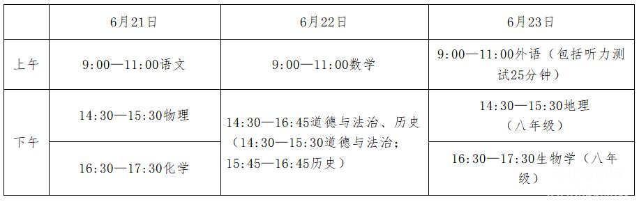 2026年度河北中考日期