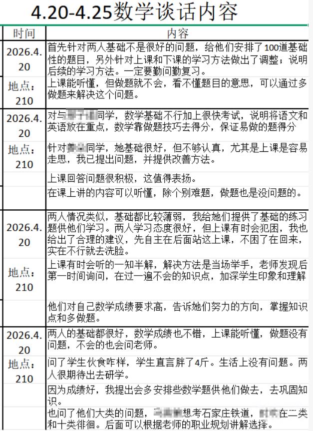 石家庄精英单招培训数学老师访谈学生记录