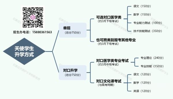石家庄天使护士学校两种主要升学方式