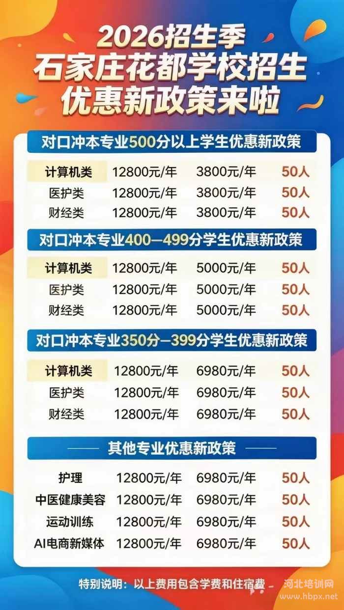 石家庄花都形象艺术学校2026年招生优惠新政策
