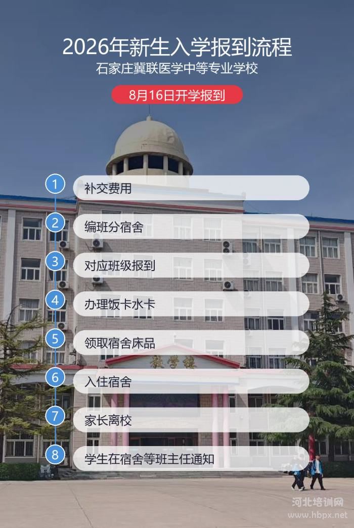 石家庄冀联医学中等专业学校2026年新生入学报到流程